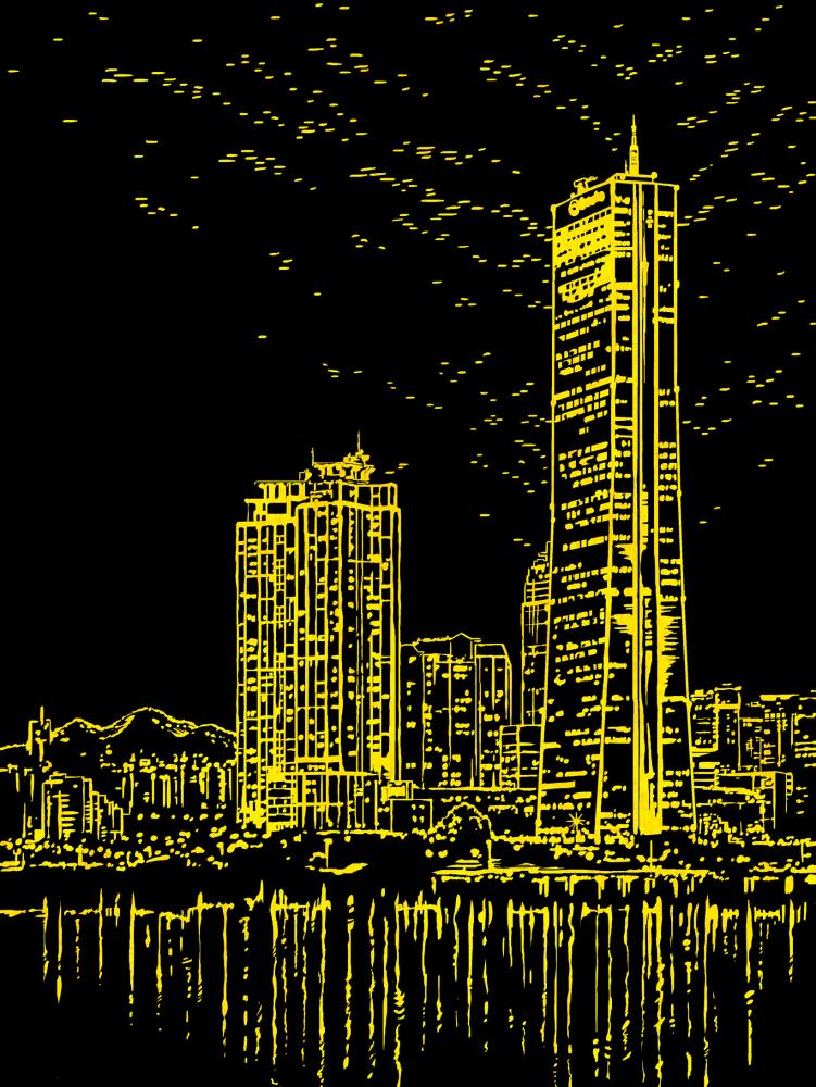怎么画夜景,美丽的夜晚简笔画,美丽的夜景怎么画_大山谷图库